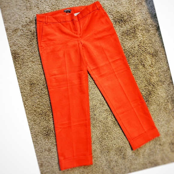 Express Pants - Express Bright Orange Editor Cropped Cuffed Pant